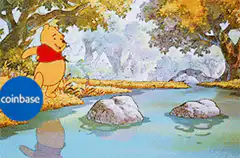 Winnie the Pooh jumping over stream