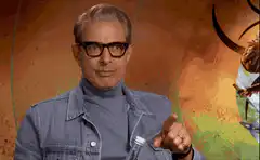 Jeff Goldblum finger wag and chin rest