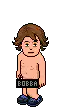 Pixel art naked man holding sign