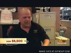Pawn Stars man laughing at $8,500 offer