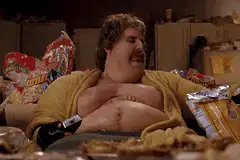 Fat Chuck Norris eating chicken
