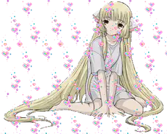 Anime girl surrounded by falling hearts