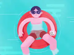 Person relaxing in pool float