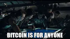 Aliens team looking at map Bitcoin is for anyone