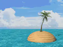 Pixel art island with palm tree
