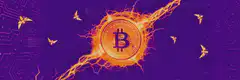 Bitcoin coin with lightning bolt