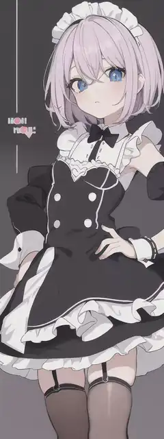anime maid with purple hair