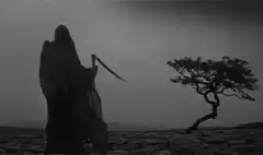 Grim Reaper with scythe near tree
