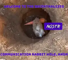 Rabbit in a hole with carrot and Nostr text