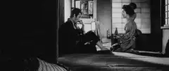 Samurai and woman drinking sake