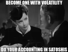 Woman Smiling at Man Do Your Accounting in Satoshis