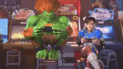 Rufus and Chun-Li playing handheld games