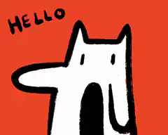 White dog waving hello