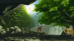 Pixel art deer and squirrel in forest