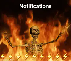 Skeleton in flames with notifications