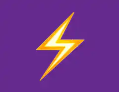glowing lightning bolt on purple background