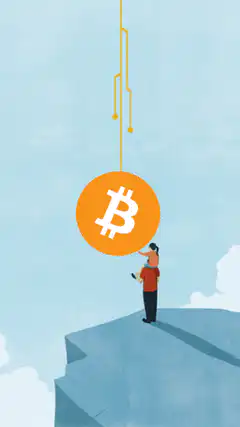 Bitcoin hanging from circuit board