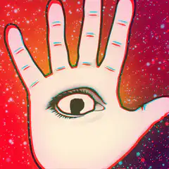 Psychedelic hand with eye and fist
