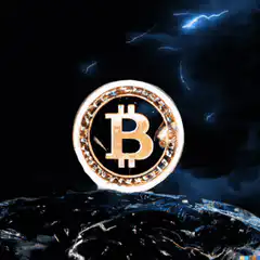 Bitcoin coin with lightning storm