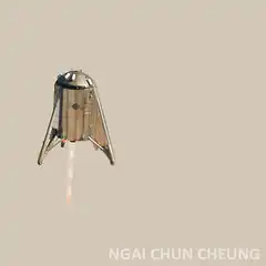 Metallic spaceship hovering