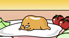 Gudetama lying on a plate