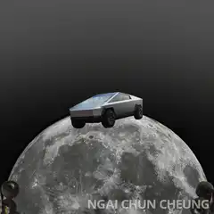 Tesla Cybertruck and SpaceX Dragon on the Moon
