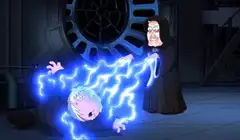 Emperor Palpatine Force Lightning on Peter Griffin