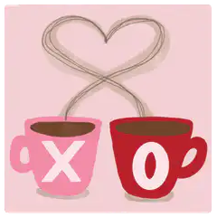 XO coffee cups with heart steam