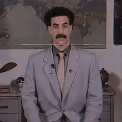 Borat gives two thumbs up