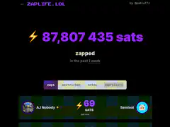ZapLife.sats counter increasing