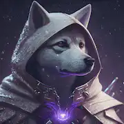 Hooded Dog with Glowing Purple Gem