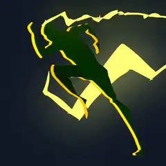 Silhouette running with lightning bolt