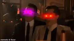 Two men with laser eyes