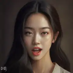 Young woman blinking and talking
