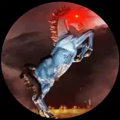 Reaper Horse with Glowing Red Eye and Lightning