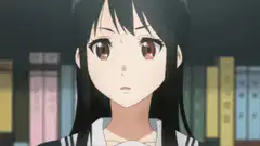 Anime girl shocked then smirks
