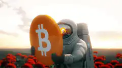 Astronaut holding Bitcoin coin