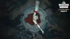 Harley Quinn falls surrounded by soldiers