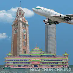 Cathay Pacific planes over Hong Kong