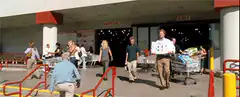 Man carrying water bottles