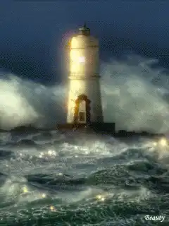 Lighthouse in stormy sea