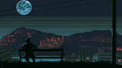 Silhouette watching city at night