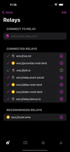 Nostr client relays list