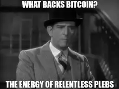 What backs bitcoin the energy of relentless plebs