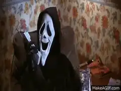 Scream killer and victims stick tongues out