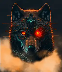 Cybernetic Wolf with Glowing Eyes