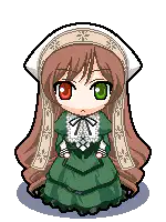 chibi girl with heterochromia spins around