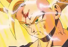 Goku powering up with lightning