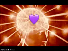 glowing brain with purple heart