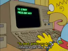 Homer Simpson Where's the any key
